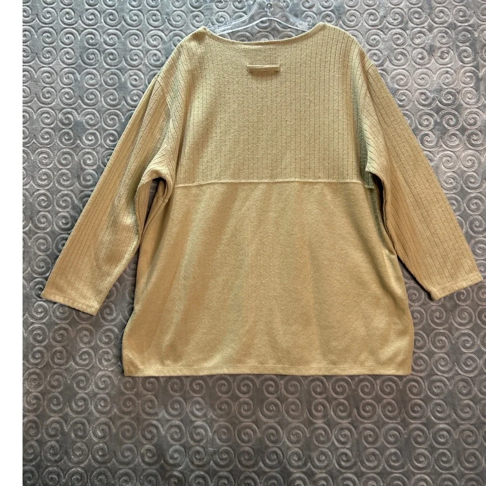 GITANO Women Beige Ribbed Knit Long Sleeve‎ Tunic Top Casual Comfort M - Picture 4 of 4